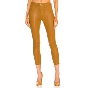 L'Agence Sabine Coated Canvas Waxed Dark Khaki Tan Brown Skinny Jeans